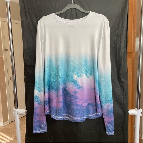 Women’s Silver Bait Ombre Long Sleeve Tee 1X Gorpcore Performance Wear Lake - Picture 1 of 9